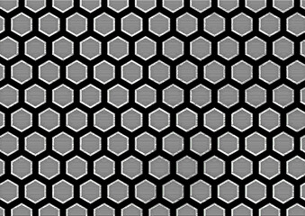 Black double border hexagonal pattern with horizontally hatched cells. - 676173435
