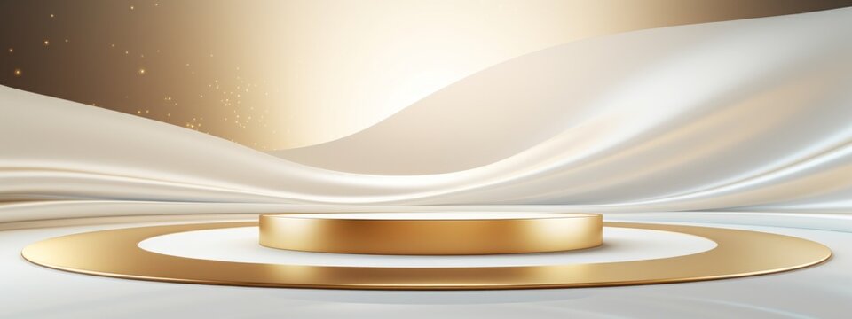 Gold podium background award elegant light premium product cosmetic brown 3d sale. Podium design gold template background showcase line beauty golden abstract white texture mockup banner glitter wave