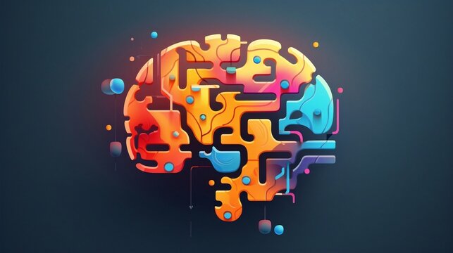 Puzzle Brain Abstract Piece.  Generated with AI.