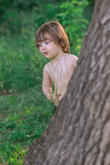 little boy outdoors in summer