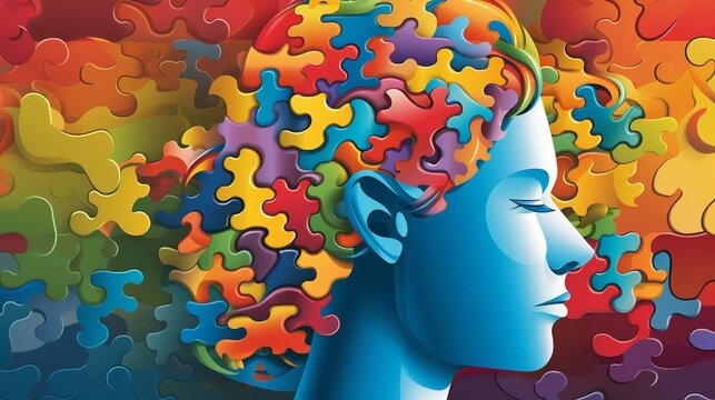 Puzzle Brain Abstract Piece.  Generated with AI.