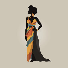 black woman with flowers vector art style