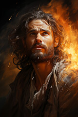 Art of Jesus, the holy savior, portrayed in a captivating manner, offering a spiritually uplifting and visually stunning depiction that resonates with emotional depth.