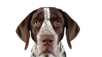 front view, portrait of a german shorthaired pointer dog against transparent background.  