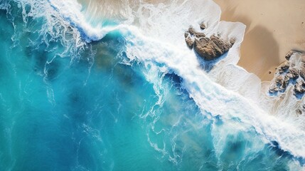 Fototapeta na wymiar Bright Ocean Waves Crashing On Ocean Shore. Generated by AI.