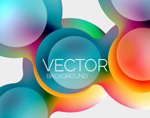 Beautiful flowing round shapes and circles abstract background. Liquid color bubble composition