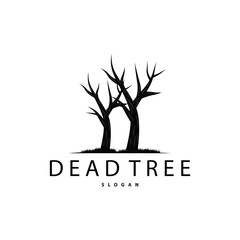 Obraz premium Dry Tree Logo, Dead Tree Plant Design Vector Silhouette Illustration Template