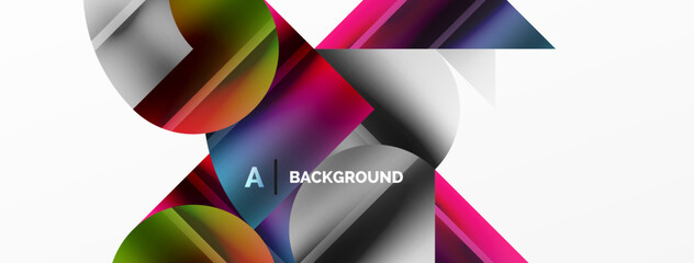 Minimalistic elegance shines through in this metallic background, showcasing composition of circles and triangles, creating geometric masterpiece