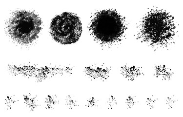 粒状のインクの集まりのテクスチャセット - obrazy, fototapety, plakaty