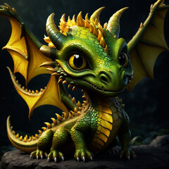 Fototapeta premium Baby Dragon Bright and colorful 3D