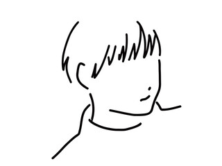 かっこいい男性のシンプルな線画／手描きイラスト素材