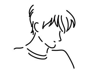 かっこいい男性のシンプルな線画／手描きイラスト素材
