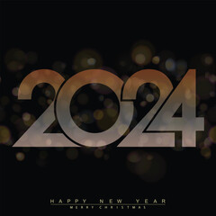 2024 classic Happy New Year design with unique and modern numbers. Vector