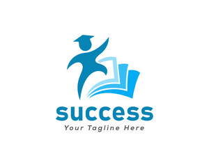 human walk success stairs education logo icon symbol design template illustration inspiration