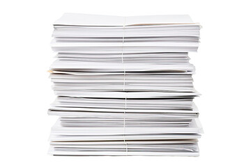 Close-up of papers stack isolated on a white background - obrazy, fototapety, plakaty