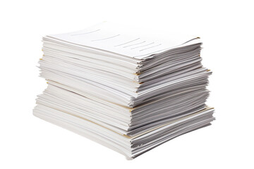 Close-up of papers stack isolated on a white background - obrazy, fototapety, plakaty