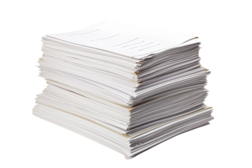 Close-up of papers stack isolated on a white background
