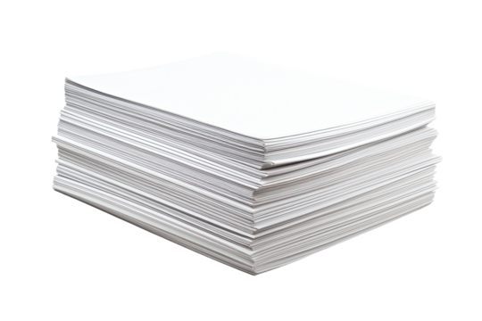Close-up of papers stack isolated on a white background
