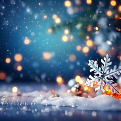 Fototapeta na wymiar christmas snowflake bokeh ai generated background
