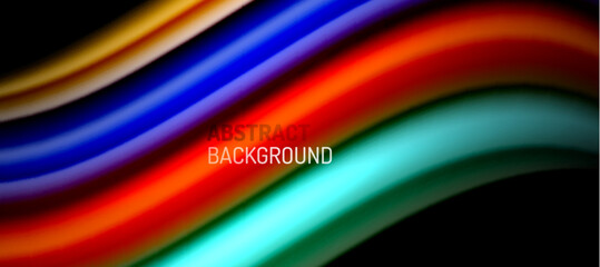 Rainbow color wave lines on black. Techno or business abstract background for posters, covers, banners, brochures, websites