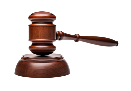 Judge's gavel isolated on transparent background