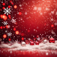 Naklejka na ściany i meble christmas snowflake bokeh ai generated background