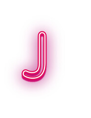 PINK neon light effect uppercase alphabet J