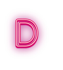 PINK neon light effect uppercase alphabet D