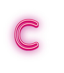 PINK neon light effect uppercase alphabet C