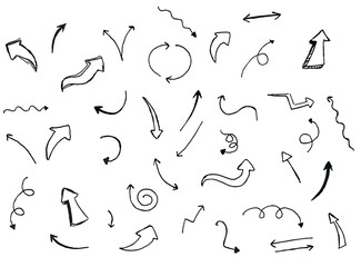 hand drawn set of scribble arrow doodle element