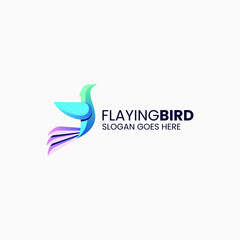 Vector Logo Illustration Flying Bird Gradient Colorful Style