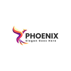 Vector Logo Illustration Phoenix Gradient Colorful Style