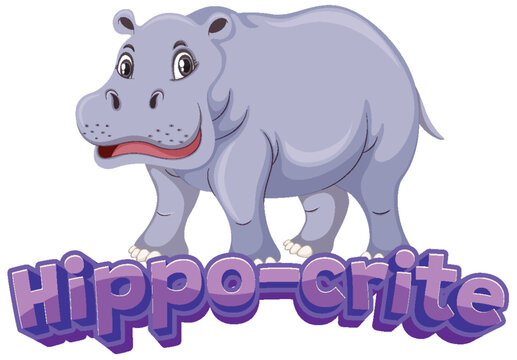 Hippo-crite: A Funny Animal Cartoon Picture Pun