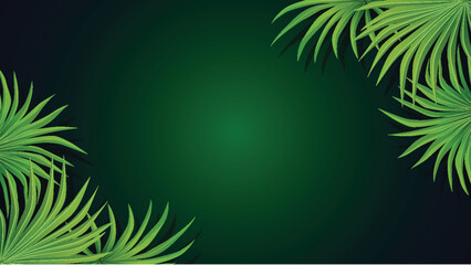 Green Tropical Palm Plants Border Frame Background