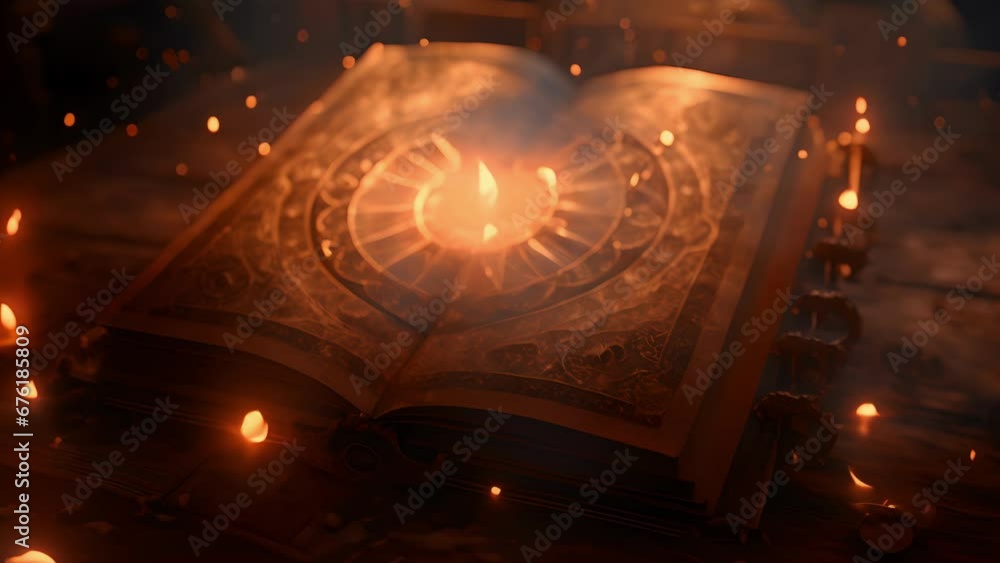 Poster an ancient and timeworn book seemingly untouched by human hands that opens of its own accord unleash