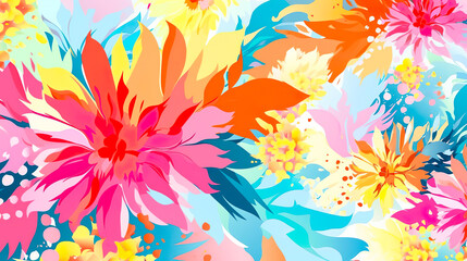 Fototapeta na wymiar カラフルな花柄のイラスト背景