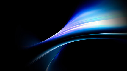 Illustration of a dark background with abstract backlit glowing wavy textured shapes with effects