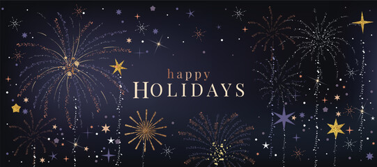 Merry Christmas and Happy New Year. Vector illustrations for background, greeting card, party invitation card, website banner, social media banner,  ,Happy Holidays, season's greeting © babeer