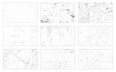 Grunge overlay textures. Distressed grunge textures set. Set of Grunge textures. Abstract monochrome background. Image includes a effect the black and white