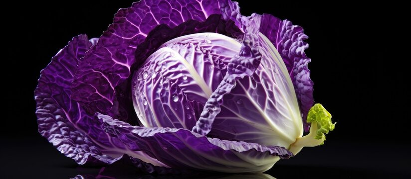 The Closeup Shot Of The Fresh Organic Cabbage Showcases Its Vibrant Purple And White Colors Making It An Appealing And Healthy Choice For An Isolated Vegetarian Dish