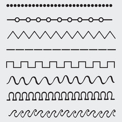 Set of line shapes, line borders, underlines, strokes and drawing dividers