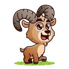 cute ibex cartoon, animal alphabet cute cartoon