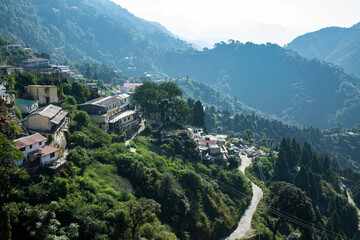 Fototapeta premium Mountain view at hill station of Mussourie,Uttarakhand,India
