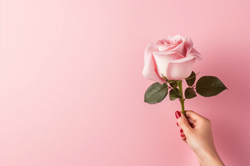 pink rose on pink background valentine day concept