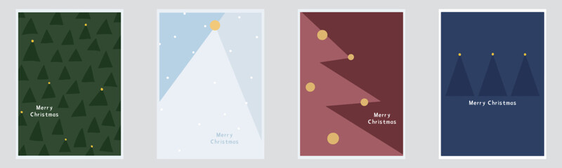 Set of Christmas cards. Christmas tree backgrounds for covers, banners, flyers and posters. Vector illustration.