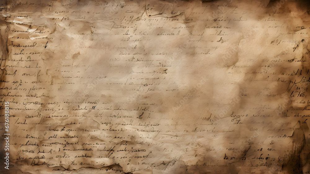 Poster old unreadable handwritten text. generative ai.