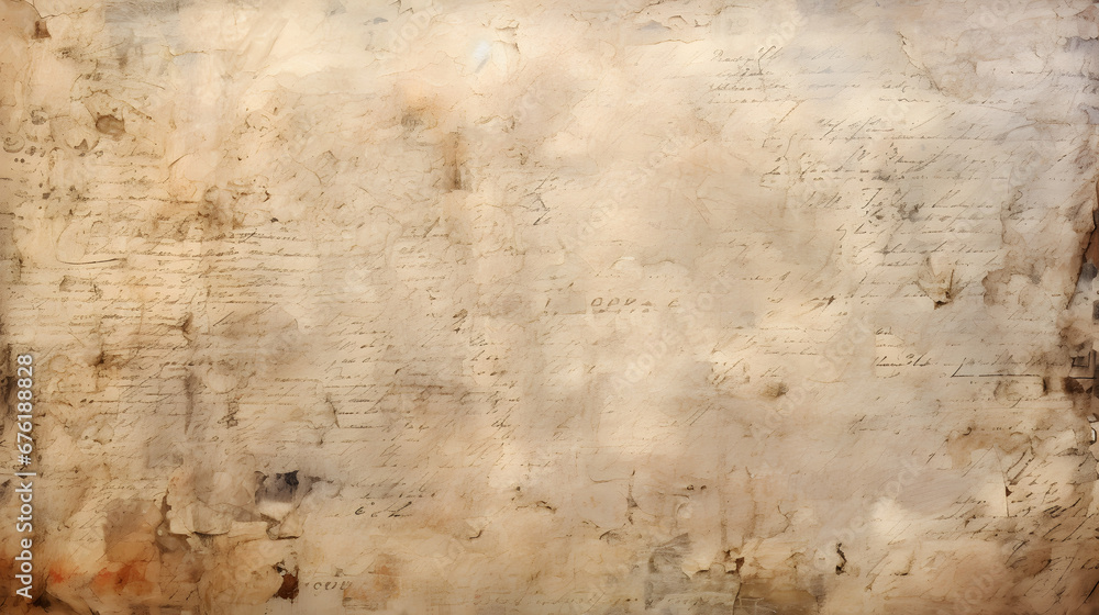 Fototapete old unreadable handwritten text. generative ai.