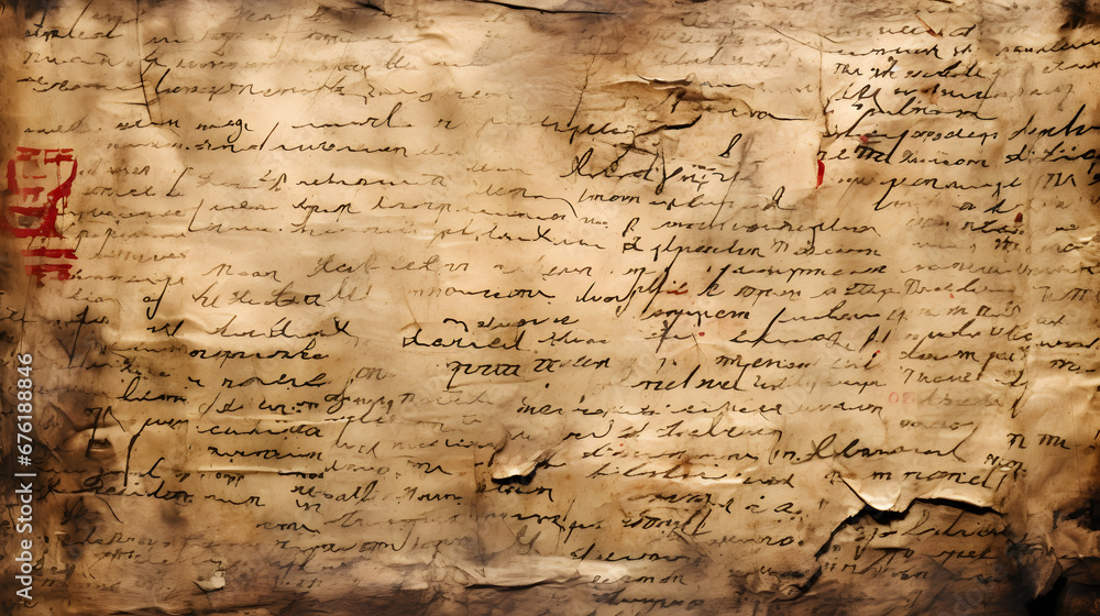 Poster old unreadable handwritten text. generative ai.