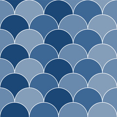 Obraz premium Navy blue shade fish scales pattern. fish scales pattern. fish scales seamless pattern. Decorative elements, clothing, paper wrapping, bathroom tiles, wall tiles, backdrop, background.