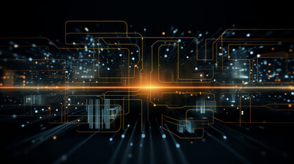 Abstract digital background, ideal for technological operations, neural networks, AI, digital storage, audio-visual form, semiconductors, and other applications in science and education.